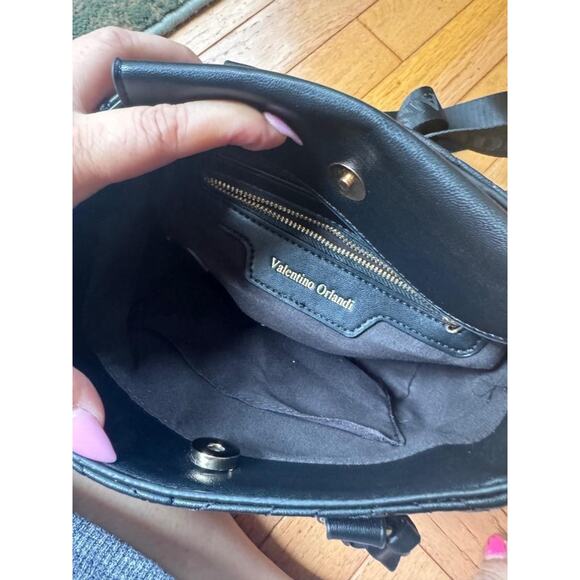 VALENTINO ORLANDI BLACK quilted VEGAN LEATHER BAG PURSE (PU500 - Picture 10 of 10